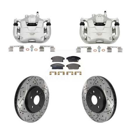 Front Brake Coat Caliper Drill Slot Rotor Semi-Metallic Pad Kit For Chevrolet Trax Buick KCD-100679P
