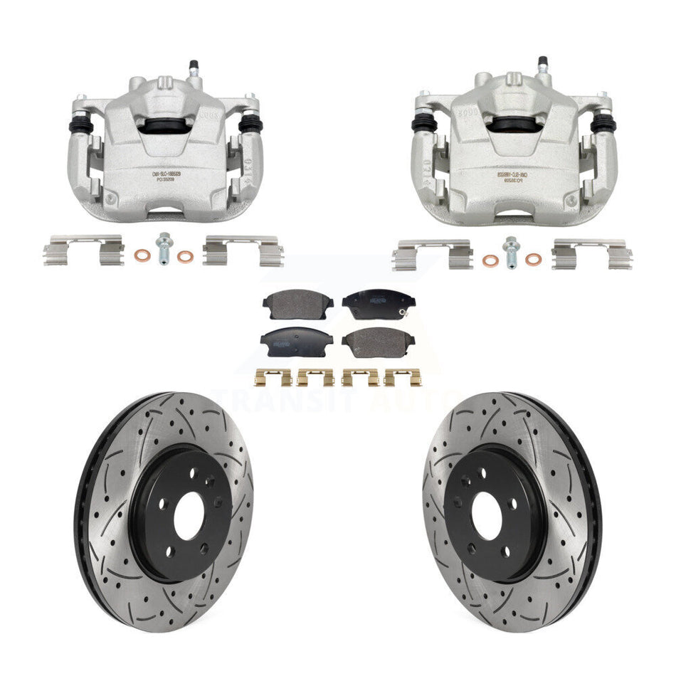 Front Brake Coat Caliper Drill Slot Rotor Semi-Metallic Pad Kit For Chevrolet Trax Buick KCD-100679P