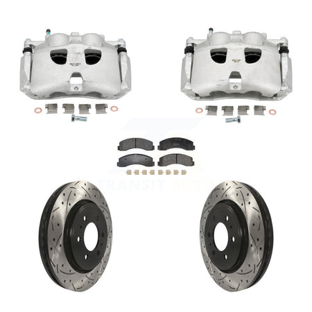 Front Brake Caliper Drilled Slot Rotor Semi-Metallic Pad Kit For Ford Expedition Lincoln KCD-100680P