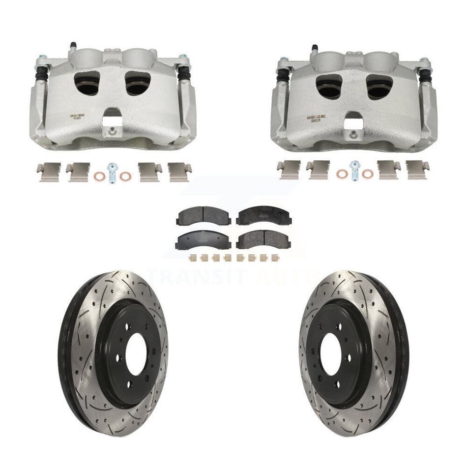 Front Brake Coat Caliper Drill Slot Rotor Semi-Metallic Pad Kit For 2018-2020 Ford F-150 KCD-100681P