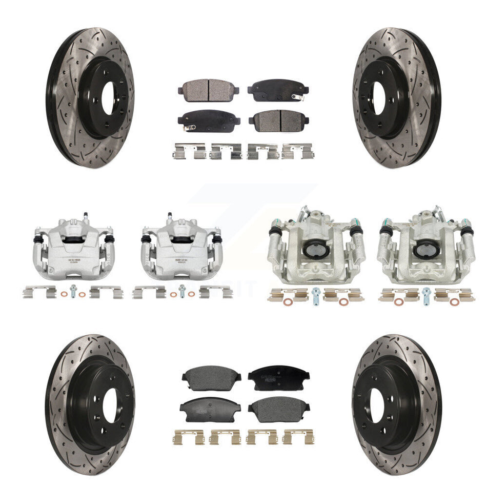 Front Rear Brake Caliper Drill Slotted Rotors Ceramic Pad Kit (10Pc) For Chevrolet Cruze KCD-100681T