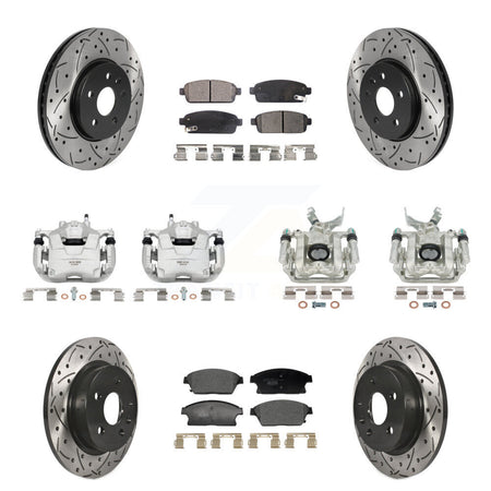 Front Rear Brake Coat Caliper Drill Slot Rotor Ceramic Pad Kit (10Pc) For Chevrolet Trax KCD-100682T