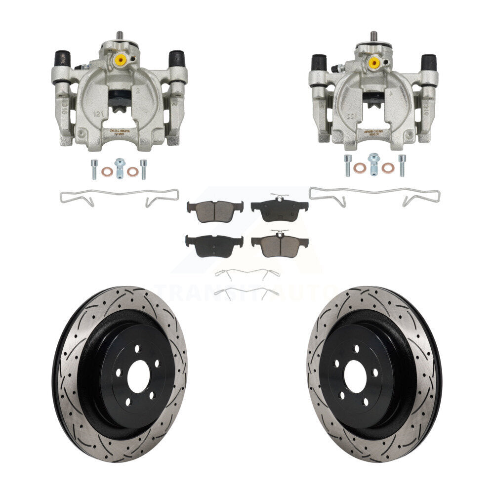 Rear Brake Caliper Drilled Slot Rotor Ceramic Pad Kit For 2019-2022 Lincoln Nautilus FWD KCD-100684C