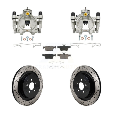 Rear Brake Caliper Drilled Slot Rotor Ceramic Pad Kit For 2019-2022 Lincoln Nautilus FWD KCD-100684C