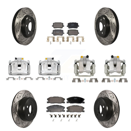 Front Rear Brake Caliper Drill Slot Rotor Semi-Metallic Pad Kit (10Pc) For Dodge Charger KCD-100686P