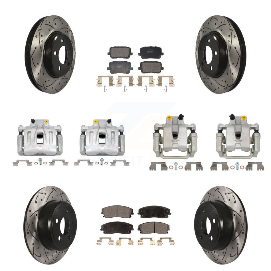 Front Rear Brake Caliper Drill Slot Rotor Semi-Metallic Pad Kit (10Pc) For Dodge Charger KCD-100687P