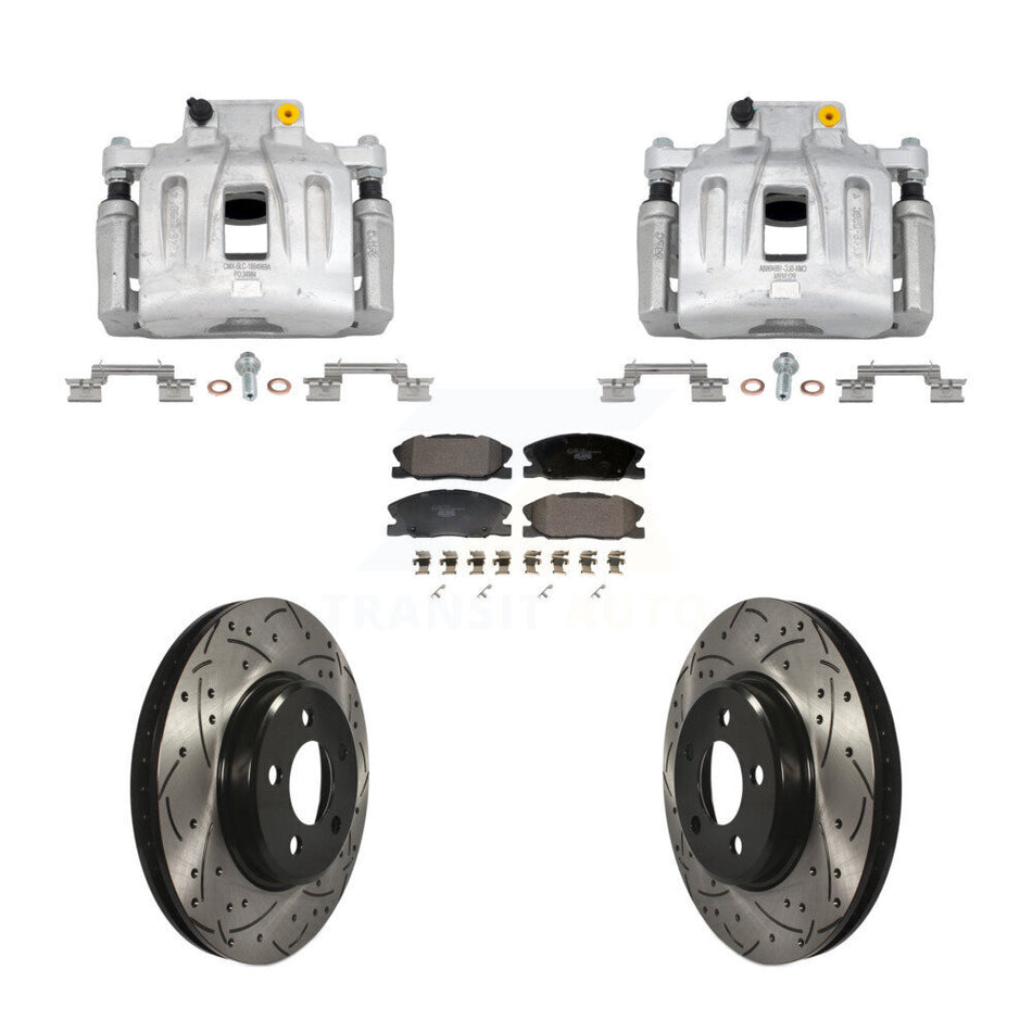 Front Disc Brake Coated Caliper Drilled Slotted Rotors Ceramic Pad Kit For Dodge Charger KCD-100687T