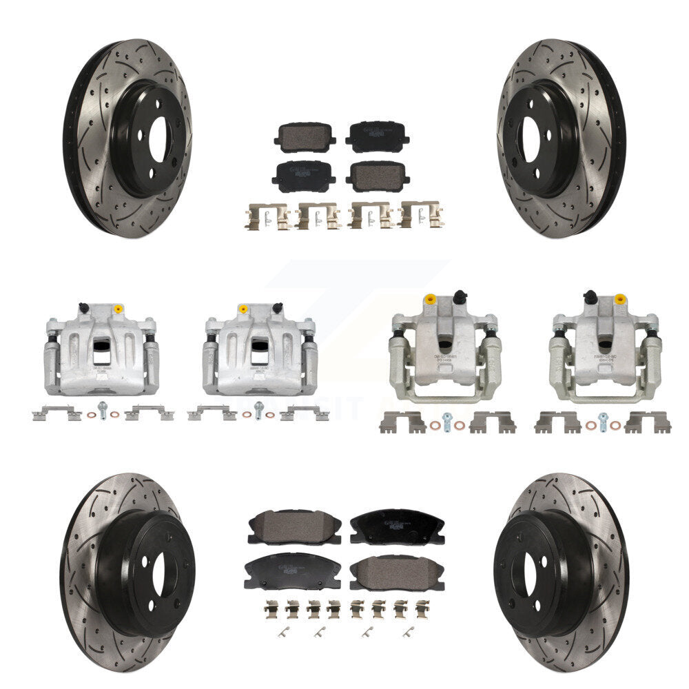 Front Rear Brake Coat Caliper Drill Slot Rotors Ceramic Pad Kit (10Pc) For Dodge Charger KCD-100690T