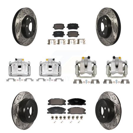 Front Rear Brake Coat Caliper Drill Slot Rotors Ceramic Pad Kit (10Pc) For Dodge Charger KCD-100690T