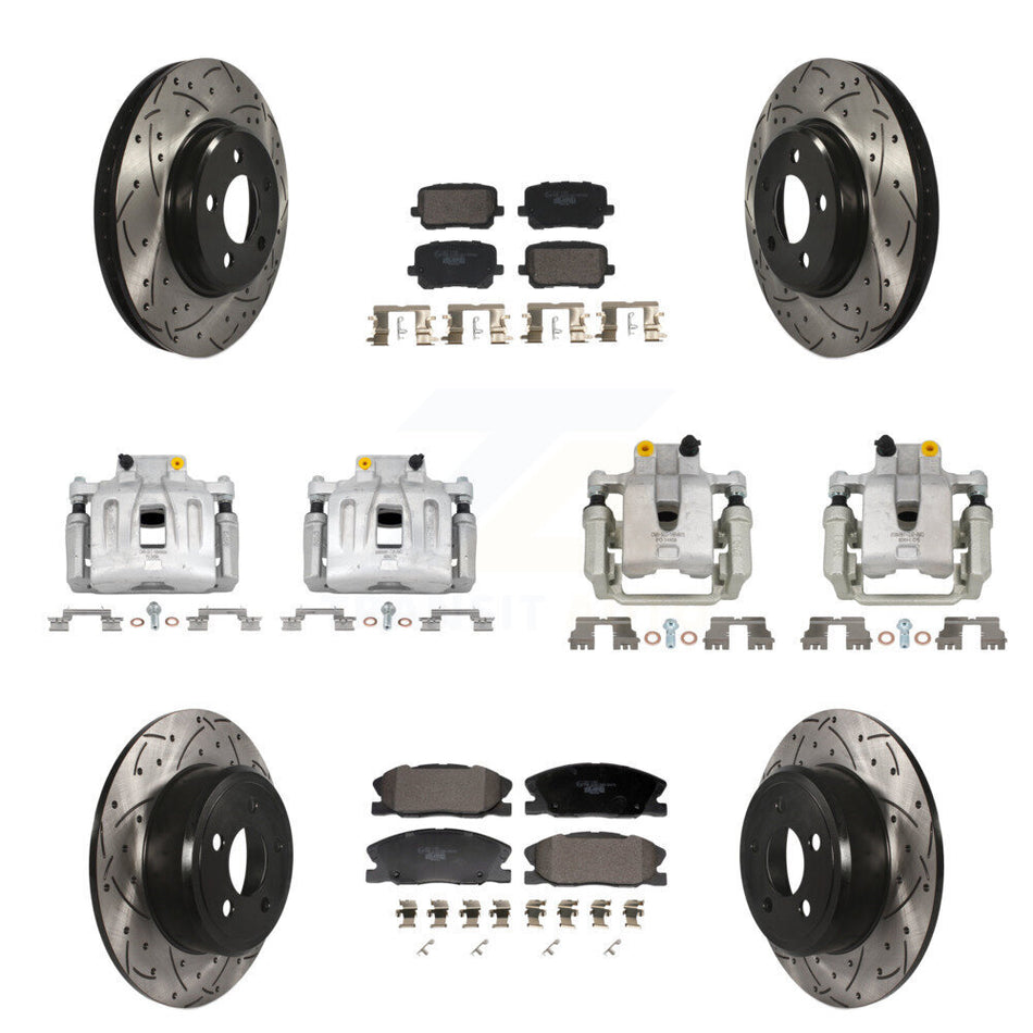 Front Rear Brake Coat Caliper Drill Slot Rotors Ceramic Pad Kit (10Pc) For Dodge Charger KCD-100690T