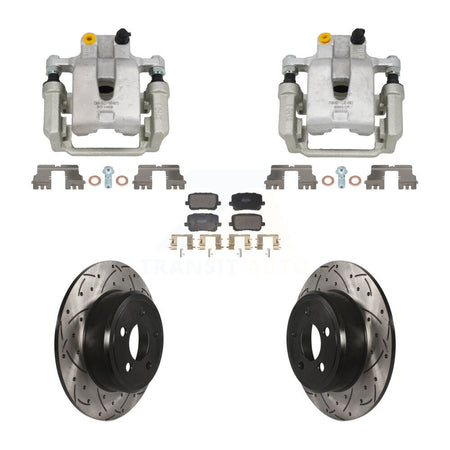 Rear Disc Brake Coated Caliper Drill Slot Rotors Semi-Metallic Pad Kit For Dodge Charger KCD-100691P