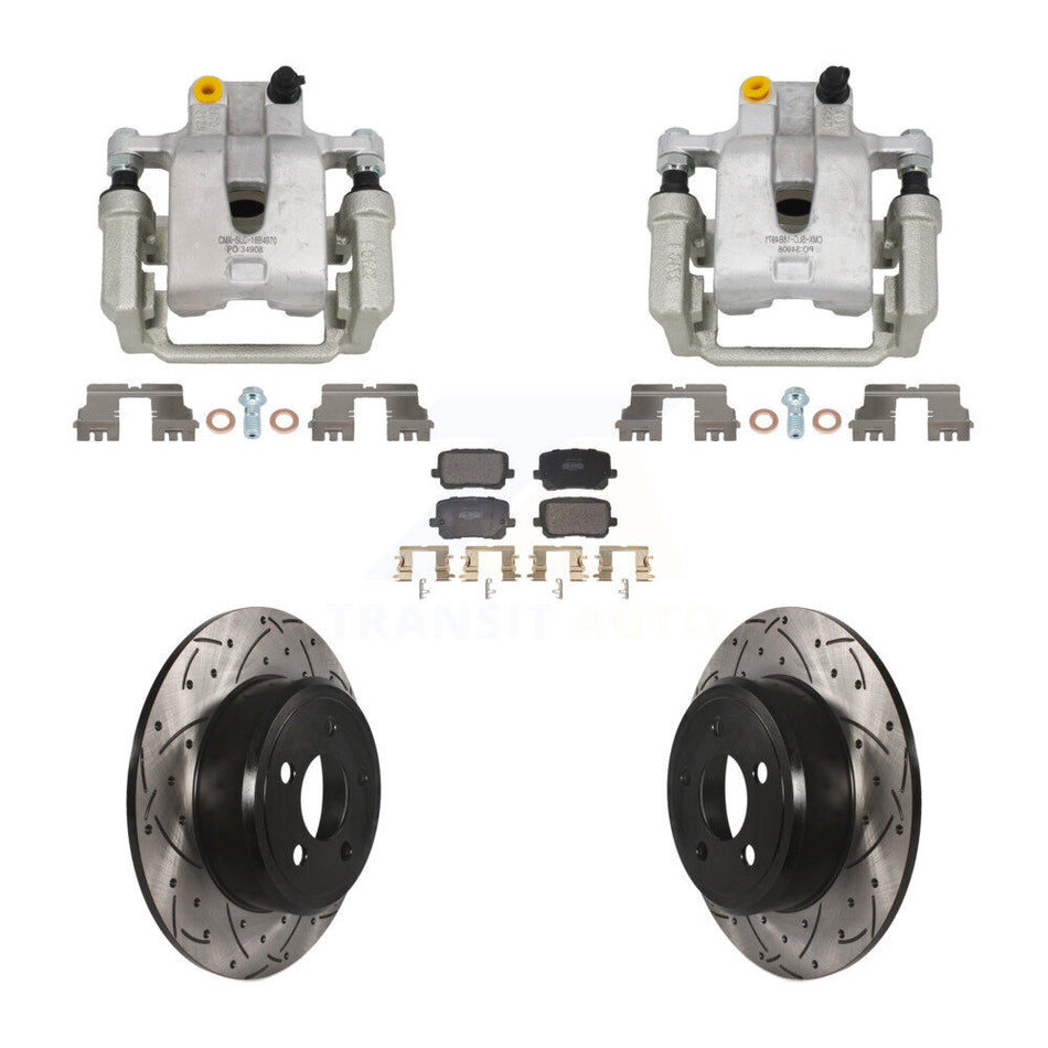Rear Disc Brake Coated Caliper Drill Slot Rotors Semi-Metallic Pad Kit For Dodge Charger KCD-100691P