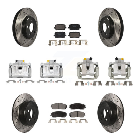 Front Rear Brake Coat Caliper Drill Slot Rotors Ceramic Pad Kit (10Pc) For Dodge Charger KCD-100691T