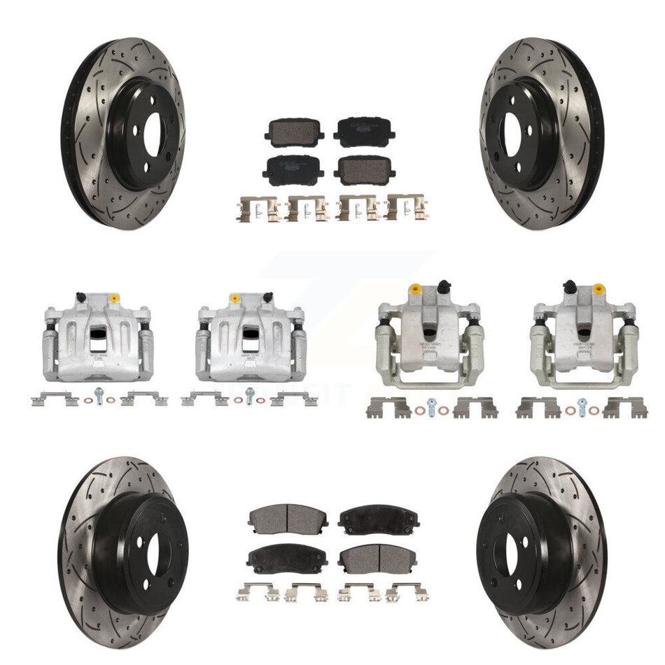 Front Rear Brake Coat Caliper Drill Slot Rotors Ceramic Pad Kit (10Pc) For Dodge Charger KCD-100691T