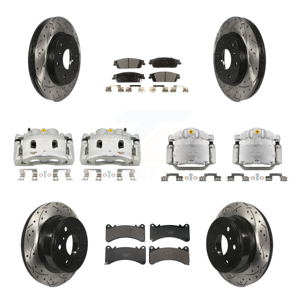 Front Rear Brake Caliper Drill Slot Rotors Ceramic Pad Kit (10Pc) For GMC Sierra 1500 XL KCD-100694T