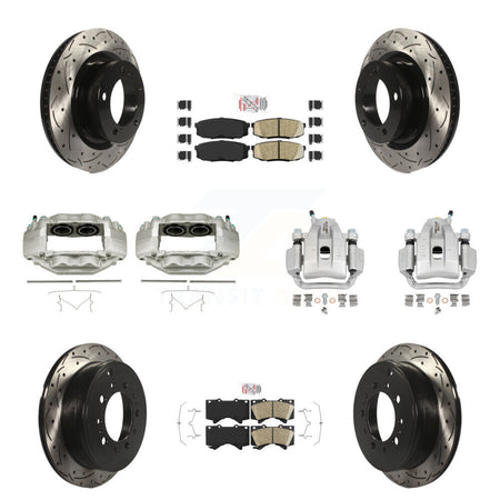 Front Rear Brake Coat Caliper Drill Slot Rotors Ceramic Pad Kit (10Pc) For Toyota Tundra KCD-100701N