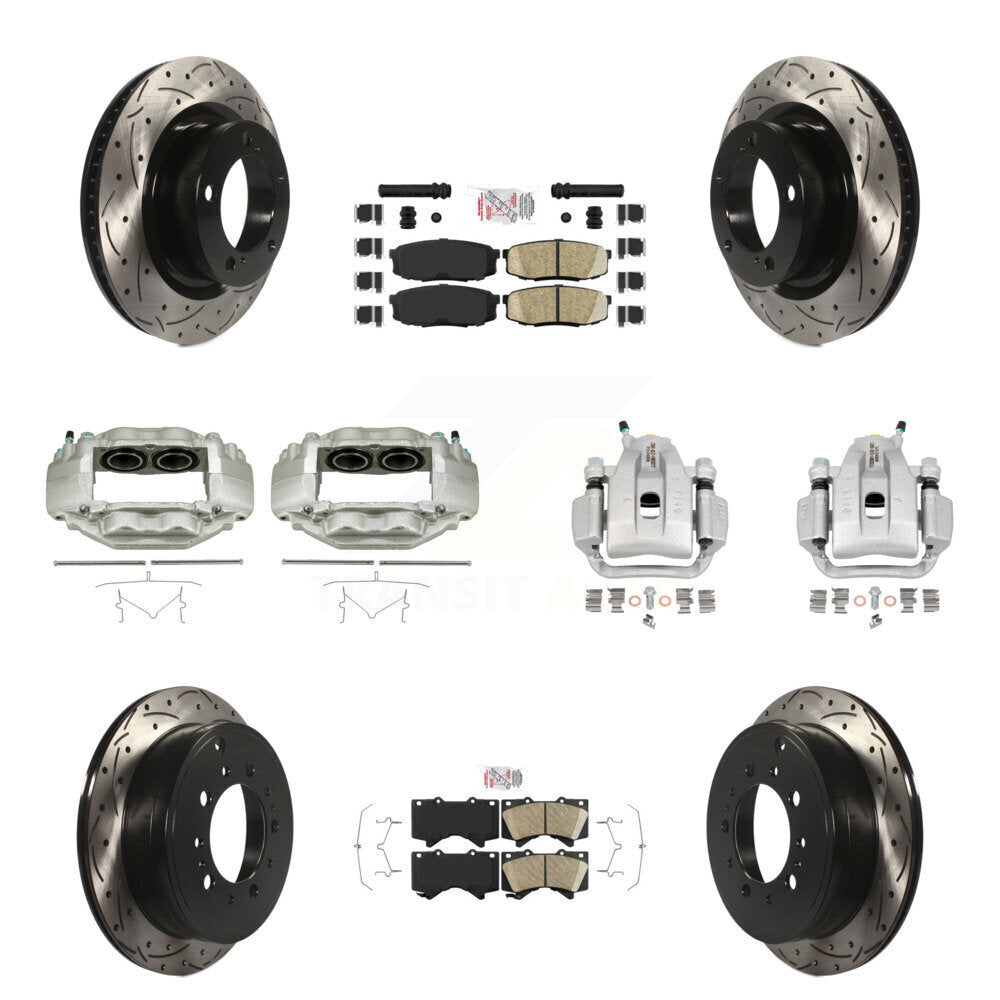 Front Rear Brake Coat Caliper Drill Slot Rotors Ceramic Pad Kit (10Pc) For Toyota Tundra KCD-100702N
