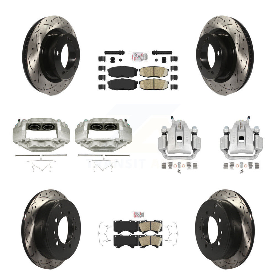 Front Rear Brake Coat Caliper Drill Slot Rotors Ceramic Pad Kit (10Pc) For Toyota Tundra KCD-100702N
