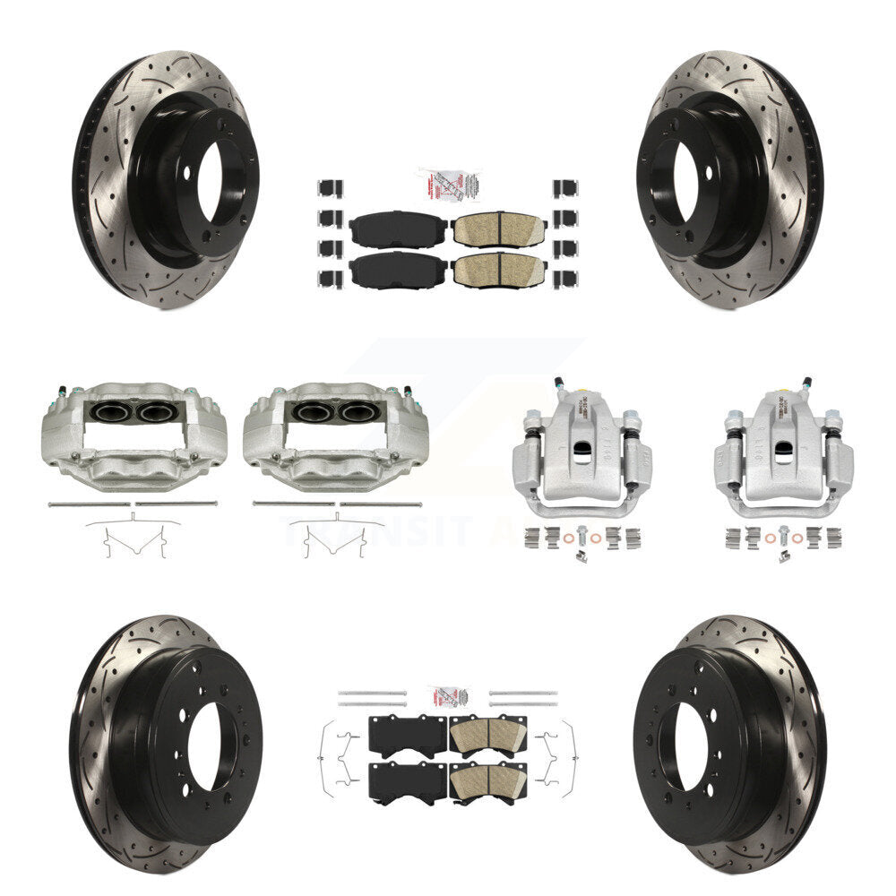 Front Rear Brake Coat Caliper Drill Slot Rotors Ceramic Pad Kit (10Pc) For Toyota Tundra KCD-100703N