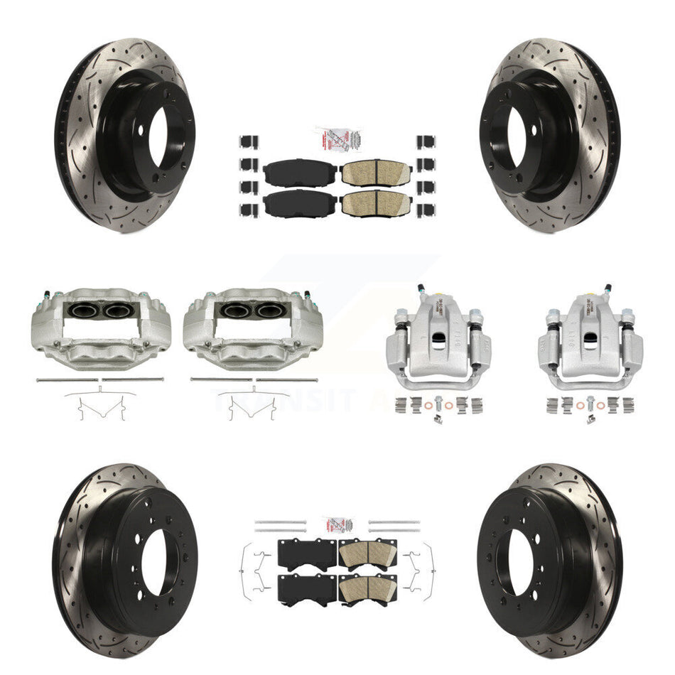 Front Rear Brake Coat Caliper Drill Slot Rotors Ceramic Pad Kit (10Pc) For Toyota Tundra KCD-100703N