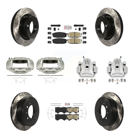 Front Rear Brake Coat Caliper Drill Slot Rotors Ceramic Pad Kit (10Pc) For Toyota Tundra KCD-100704N