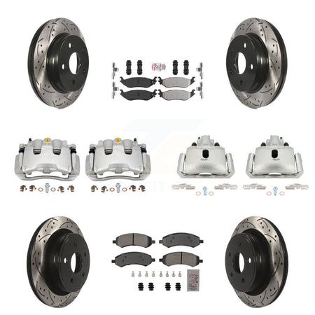 Front Rear Brake Coat Caliper Drill Slot Rotor Semi-Metallic Pad Kit (10Pc) For Ram 1500 KCD-100733N