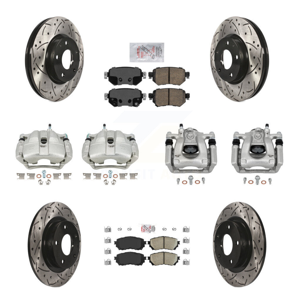 Front Rear Disc Brake Coated Caliper Drill Slot Rotor Ceramic Pad Kit (10Pc) For Mazda 6 KCD-100748N