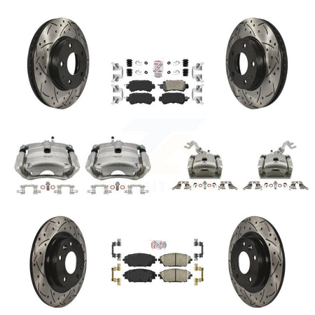 Front Rear Brake Coat Caliper Drill Slot Rotor Ceramic Pad Kit (10Pc) For Mazda CX-3 FWD KCD-100756N