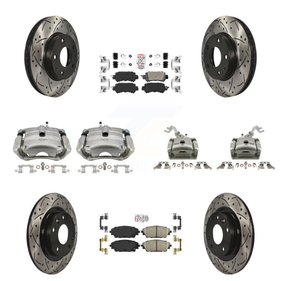 Front Rear Brake Coat Caliper Drill Slot Rotor Ceramic Pad Kit (10Pc) For Mazda CX-3 FWD KCD-100756N