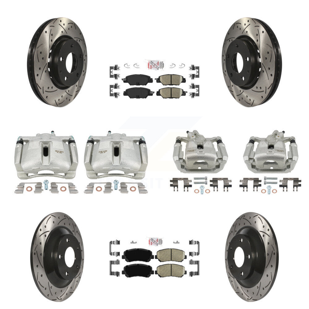 Front Rear Brake Coated Caliper Drilled Slot Rotor Ceramic Pad Kit (10Pc) For Mazda CX-5 KCD-100761N