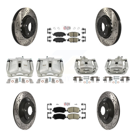 Front Rear Brake Coated Caliper Drilled Slot Rotor Ceramic Pad Kit (10Pc) For Mazda CX-5 KCD-100761N