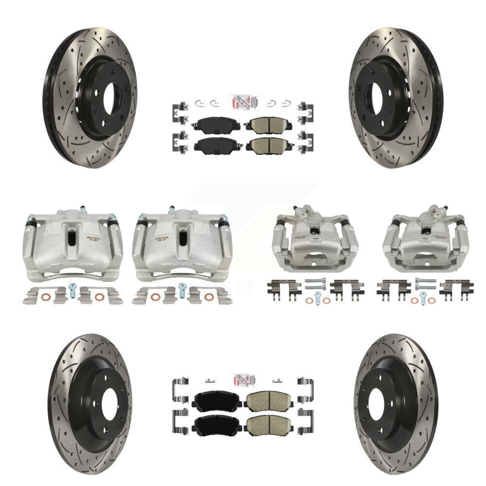 Front Rear Brake Coated Caliper Drilled Slot Rotor Ceramic Pad Kit (10Pc) For Mazda CX-5 KCD-100761N