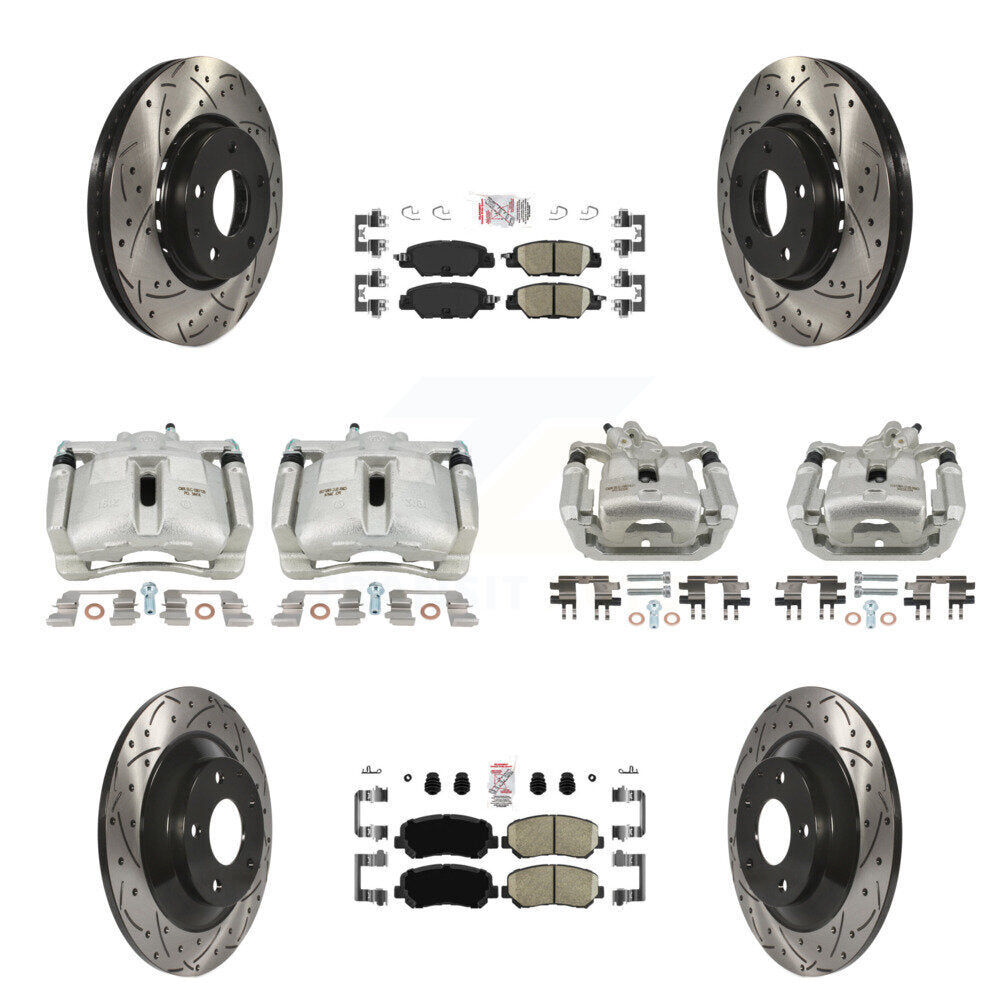 Front Rear Brake Coated Caliper Drilled Slot Rotor Ceramic Pad Kit (10Pc) For Mazda CX-5 KCD-100762N