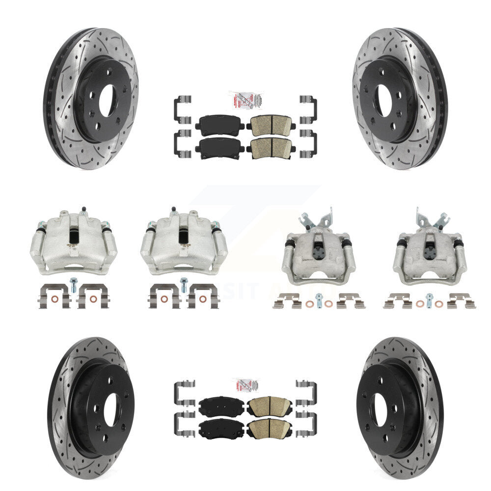 Front Rear Brake Caliper Drill Slotted Rotor Ceramic Pad Kit (10Pc) For Chevrolet Malibu KCD-100763N