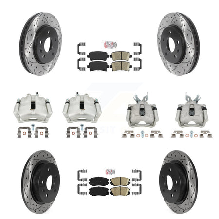 Front Rear Brake Caliper Drill Slotted Rotor Ceramic Pad Kit (10Pc) For Chevrolet Malibu KCD-100763N