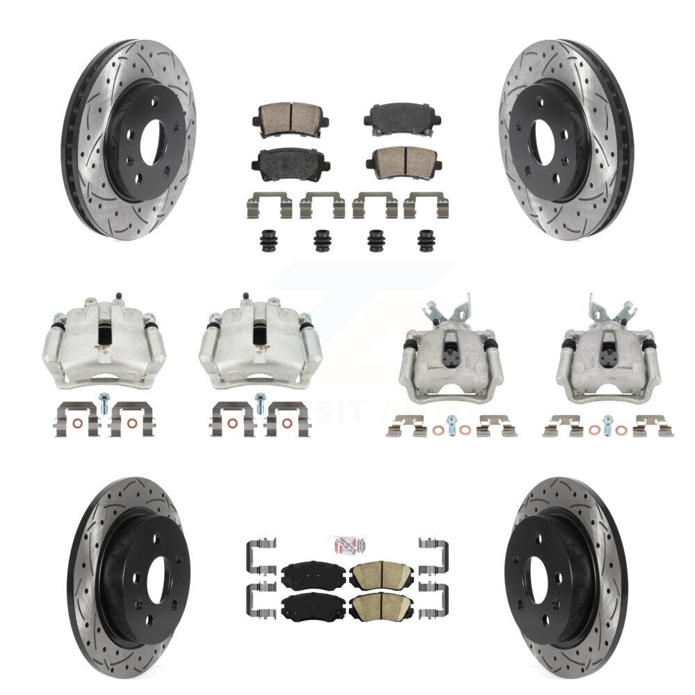 Front Rear Brake Caliper Drill Slotted Rotor Ceramic Pad Kit (10Pc) For Chevrolet Malibu KCD-100764N