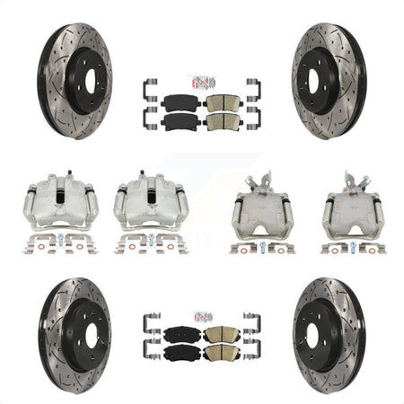 Front Rear Disc Brake Coated Caliper Drilled Slotted Rotors And Ceramic Pads Kit (10Pc) For Chevrolet Impala Malibu KCD-100767N by Transit Auto