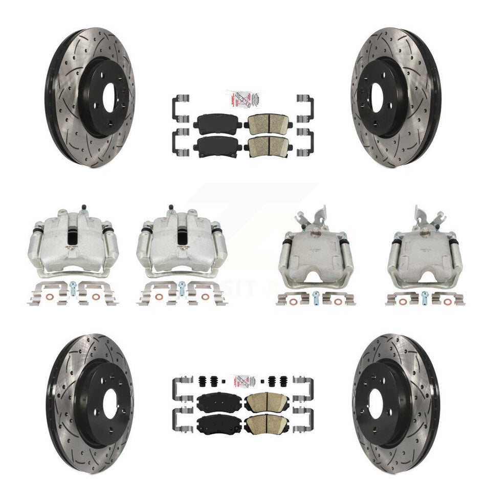 Front Rear Disc Brake Coated Caliper Drilled Slotted Rotors And Ceramic Pads Kit (10Pc) For Chevrolet Impala Malibu KCD-100769N