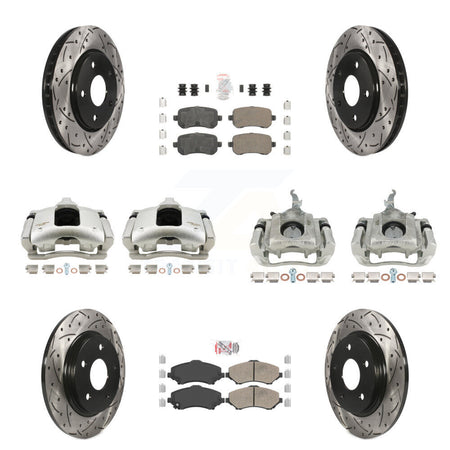 Front Rear Brake Caliper Drill Slot Rotor Ceramic Pad Kit (10Pc) For 09-11 Dodge Journey KCD-100801N