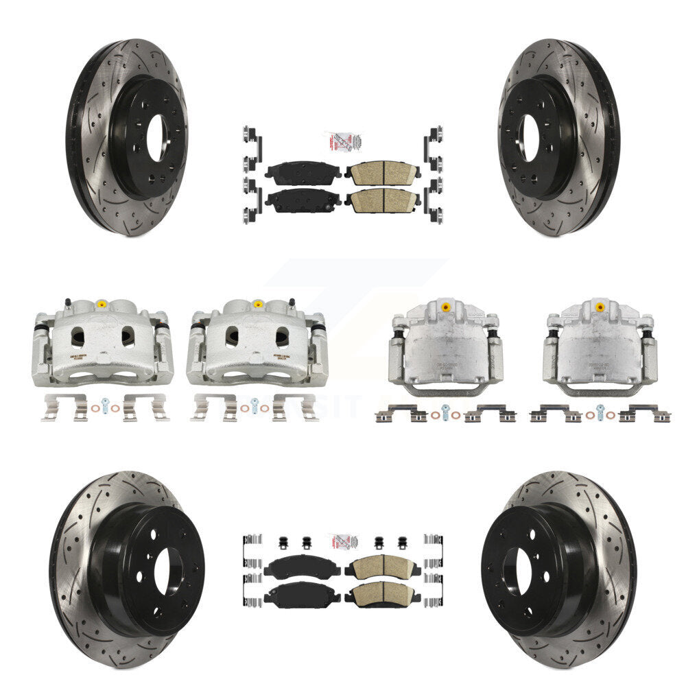 Front Rear Brake Caliper Drill Slot Rotors Ceramic Pad Kit (10Pc) For Chevrolet GMC 1500 KCD-100804N