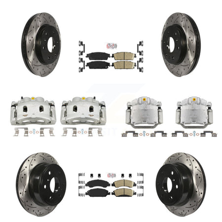 Front Rear Brake Caliper Drill Slot Rotors Ceramic Pad Kit (10Pc) For Chevrolet GMC 1500 KCD-100804N