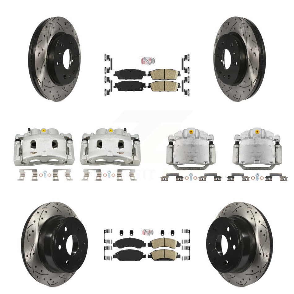 Front Rear Brake Caliper Drill Slot Rotors Ceramic Pad Kit (10Pc) For Chevrolet GMC 1500 KCD-100804N
