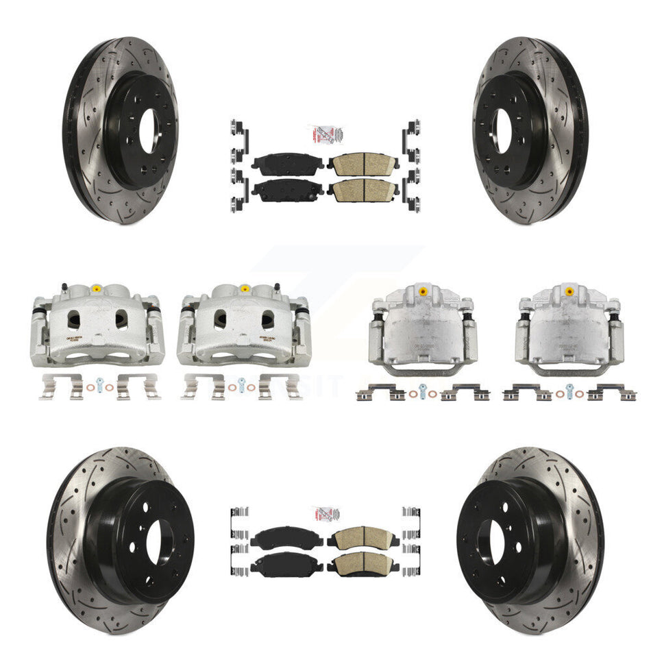 Front Rear Brake Caliper Drill Slot Rotors Ceramic Pad Kit (10Pc) For Chevrolet GMC 1500 KCD-100806N