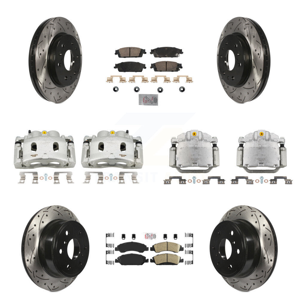 Front Rear Brake Caliper Drill Slot Rotors Ceramic Pad Kit (10Pc) For GMC Sierra 1500 XL KCD-100809N