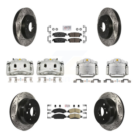 Front Rear Brake Caliper Drill Slot Rotor Ameribrakes Pad Kit (10Pc) For GMC Sierra 1500 KCD-100810N