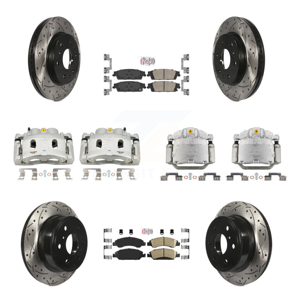 Front Rear Brake Caliper Drill Slot Rotors Ceramic Pad Kit (10Pc) For GMC Sierra 1500 XL KCD-100811N