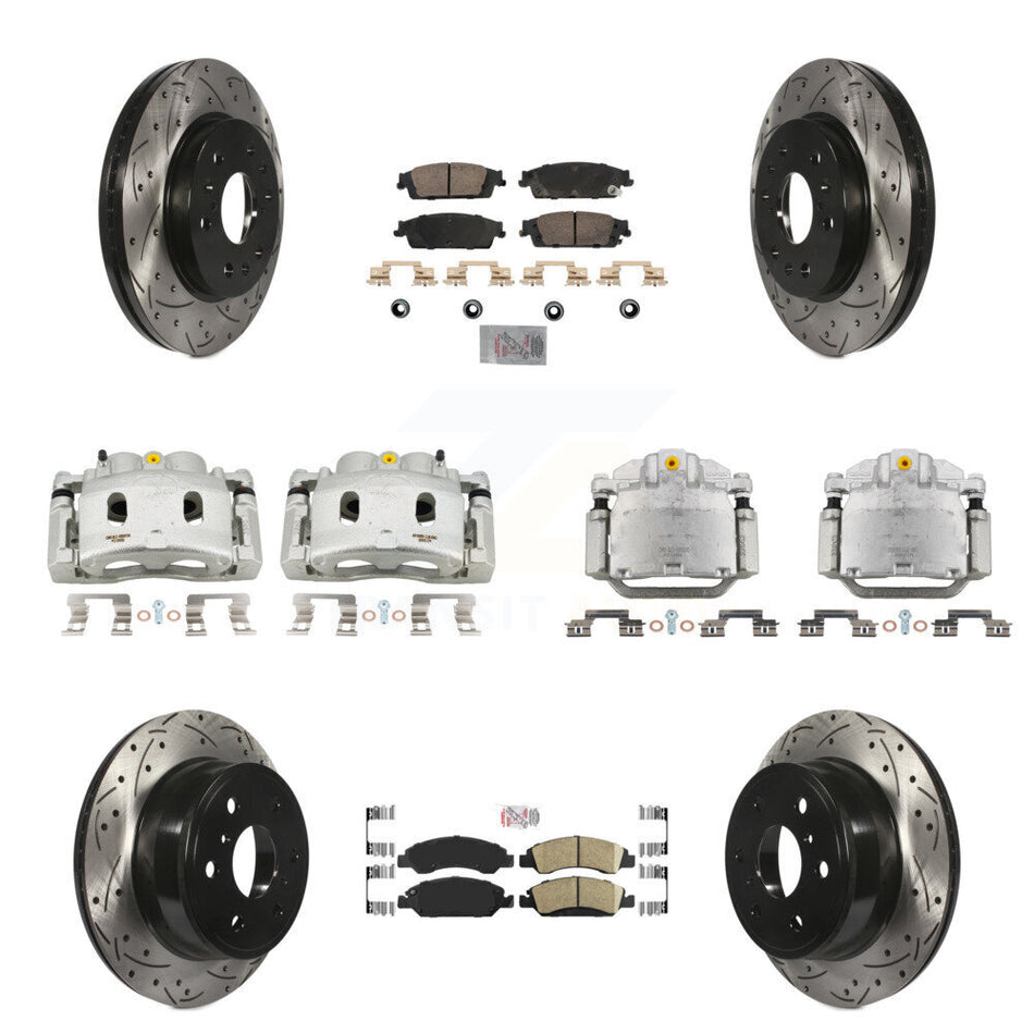 Front Rear Brake Caliper Drill Slot Rotors Ceramic Pad Kit (10Pc) For GMC Sierra 1500 XL KCD-100812N