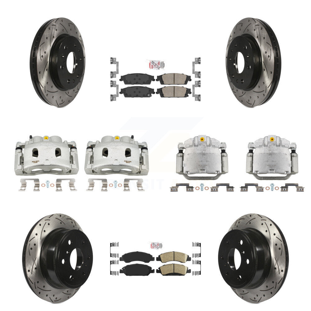 Front Rear Brake Caliper Drill Slot Rotors Ceramic Pad Kit (10Pc) For GMC Sierra 1500 XL KCD-100814N