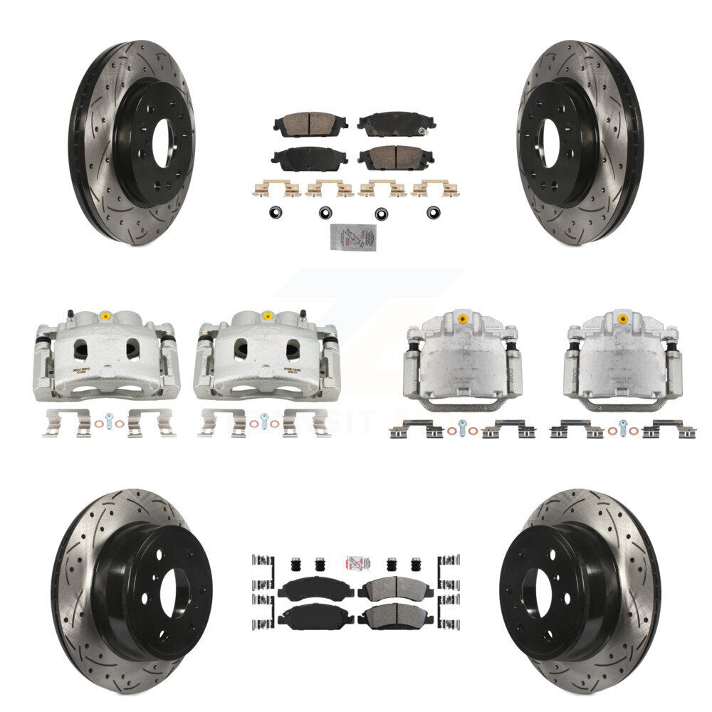 Front Rear Brake Caliper Drill Slot Rotor Ameribrakes Pad Kit (10Pc) For GMC Sierra 1500 KCD-100815N