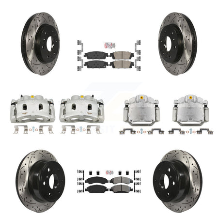 Front Rear Brake Caliper Drill Slot Rotor Ameribrakes Pad Kit (10Pc) For GMC Sierra 1500 KCD-100817N
